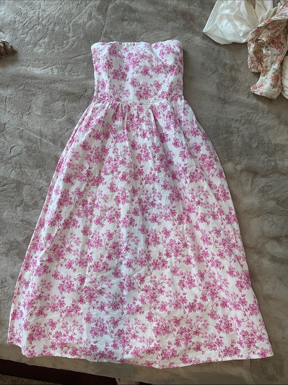 Strapless Pink Floral Kids Dress